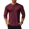 COOFANDY Henley Maglia Manica Lunga Uomo Morbido Comfort T-Shirt da Uomo Classico Tinta Unita Sweater vestibilità Regolare Rosso Bordeaux XL
