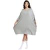 VERTAST Camicia da notte da donna oversize rinfrescante maglietta da notte taglie forti camicia da notte lunga abito da notte casual con tasche, Grigio, Taglia unica