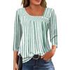 Kistore Camicette da donna con maniche a 3/4, con scollo asimmetrico, abbigliamento alla moda da donna, taglie S-2XL, Verde e bianco, M