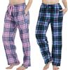 iceBoo Pantaloni pigiama da donna in pile a quadri, con tasche e coulisse regolabile in vita, lavabili in lavatrice