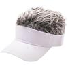 F Fityle Novità da uomo con visiera per capelli a spillo, divertente berretto da golf, parrucca finta, cappello da baseball con visiera, Berretto bianco Capelli grigi