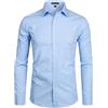 PARKLEES Camicia da uomo a maniche lunghe tinta unita slim fit casual business formale abbottonatura camicie con tasca
