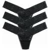 Hanky Panky Daily Lace Low Rise Thong - Mutande Donna in Pizzo Elasticizzate, Set 3 Pz, Tanga Donna con Vita Bassa - Slip Donna Cotone e Nylon, Lingerie per Completo Intimo Donna, Taglia Unica