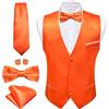 Barry.Wang Gilet da uomo formale da lavoro slim fit casual tinta unita gilet cravatta papillon set festa di nozze, Arancione bruciato, XL