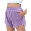 Arshiner Pantaloncini da Bambina Pantaloni Sportivi Viola Shorts Activewear Estivi Pantaloncini per Il Tempo Libero Bambini Atletici Shorts Ciclismo da Corsa con Tasche con Zip 9-10 Anni