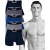 CR7 CRISTIANO RONALDO CR7 Underwear Pack 5 Boxer Uomo Cotone con Borsa da Viaggio Offerta - Multicolore, Marino, Blu, Grigio, XL