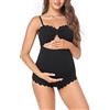 EastElegant - Costume da bagno intero premaman, con taglio a scalino, bikini per gravidanza, costume da bagno per donne incinte con scollo a scalino, nero, L