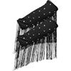 KiBcsLic 2 Pezzi Manicotti Latino Eleganti con Nappe Lunghe Poliestere Leggeri Accessori Costume Durevoli Perfetti per Ballo Pratica Donna Ragazza 21cmx, Nero