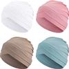 Geyoga 4 Cappelli Turbanti Copricapo Chemio Berretti Turbante Elasticizzato da Notte (Verde Menta, Kaki, Bianco, Rosa Chiaro)