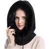 YWTAENOH Cappello Beanie Invernale da Donna Cappello Beanie Morbido Passamontagna in Pile Maschera per il Viso Set Sciarpa per il Collo Paraorecchie Sci Neve Cappelli a Maglia, Nero tinta unita
