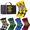 Harry Potter Calzini Donna Adolescenti EU 35-41, Pacco da 5 Traspirante Hogwarts Calze Donna Fantasia, Idee Regalo per Lei (35/41 EU, Multi Case)