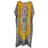 Kiran Fashion Caftano lungo da donna, in cotone, con stampa africana Dashiki, estiva, spiaggia, taglia unica, Giallo, Etichettalia unica