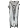 Kiran Fashion Caftano lungo da donna, in cotone, estivo, Dashiki, copertura da spiaggia, taglia unica, bianco, Etichettalia unica