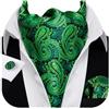 Barry.Wang - Cravatta in seta da uomo, con nodo Ascot e stampa paisley, con fazzoletto da tasca quadrato e gemelli coordinati, set per matrimonio e formale, Taglia unica