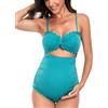 EastElegant Costume da bagno premaman intero con ritaglio sul retro bikini incinta smerlato, Colore: verde pino., XL
