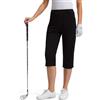 FitsT4 Sports Pantaloni da golf Capris da donna, 45,7 cm, eleganti, casual, elasticizzati, con tasche, nero, S