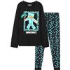 MINECRAFT Lungo Pigiama Ragazzo, Cotone Abbigliamento da Casa - Regalo Bambino (Nero/Blu, 11-12 Anni)