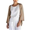 Betrodi - Poncho da donna in lino e cotone, cardigan a 3/4 maniche, leggero, per l'estate, smanicato, ampio, con apertura frontale, scialle a mantella, M