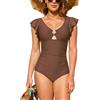 SHEKINI Cutout Scollo Basso Costume da Bagno Intero da Donna Regolabile Volant Costumi Intero Donna
