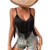Ella Lust Canotta Donna Estiva con Frange - Maglia Smanicata Scollo A V Elegante Casual Top Abbigliamento Camicie Corsetto Rave Festival Outfit