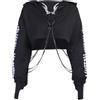 XKBHYD Gotico Punk Cool Girl Dragon Pattern T-shirt Maniche Lunghe Bretelle Maglietta Girocollo Nero Crop Top Autunno Maglione, Nero (2), XXXL