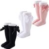 Marchare - Calze al ginocchio per bambine, con fiocco, in cotone, 5 paia, 0-5T, 0-3 Months