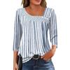 Kistore Camicette da donna con maniche a 3/4, con scollo asimmetrico, abbigliamento alla moda da donna, taglie S-2XL, Blu bianco, M
