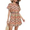 Koerye Donna Abito da Spiaggia Bottoni Vestito con Scollo a V Costumi da Bagno Bikini Cover Up Vita Stretta Abito Spiaggia Arancio