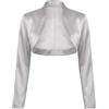 Bolerose Bolero Donna Raso Foderato Manica Lunga, Argento, S