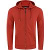 riverso RIVNils Felpa con Cappuccio da Uomo con Cappuccio e Chiusura Lampo, Basic, Tinta Unita, Cotone, Rosso, L, Rusty Ochre Red (15400), L