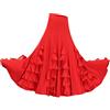 rockible Flamenco Ballo Da Sala Pratica Abito Moderno con Gonna Lunga in Tinta Unita, Rosso, 60-105cm
