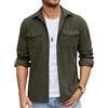 COOFANDY - Giacca da uomo con camicia a maniche lunghe, stile casual, con bottoni, in maglia a nido d'ape, leggera, con tasche a patta, Verde militare, M