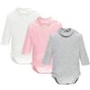 Ellepi Tris Body Lupetto Neonato e Bambino - Caldo Cotone (Bianco Rosa Grigio, 18 Mesi)