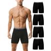 HOEREV Pack of 4, Biancheria Intima a Gamba Lunga da Uomo Boxer Comodi e Traspiranti,Nero,L
