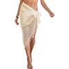 NLAND Pareo Donna Mare Gonna da Spiaggia Chiffon Wrap Pareo Spiaggia Scialle Bagno per Donna Bikini Cover Up Hollow out Tassle Copricostume,Beige Taglia Unica