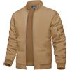 TACVASEN Uomo Giacca Bomber Leggera Jacket Sportiva con Collo da Baseball, Khaki