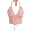 Naileksi Top da donna con lacci senza schiena, all'uncinetto, crop top Y2k, slim fit, senza maniche, scollo a V, retro con lacci, canotta