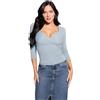 Guess Maglia da Donna Eco Manica Lunga Amira Increspata RIPP, Coronado Blue, M