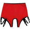 Luxallacki Sultry - Bretelle in rete con cavallo aperto, con fibbie regolabili in metallo, per calze alte fino alla coscia, Rosso, XL