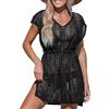 CUPSHE Costume da bagno da donna all'uncinetto, a maniche corte, con coulisse, da spiaggia