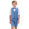 Leader of the Beauty Completi da Paggetto per Ragazzi Gilet e Pantaloncini Estivi Set da 2 Pezzi Abbigliamento da Cerimonia 3-16 Anni, Blu, 12 anni