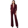Botong Abiti da Donna 2 Pezzi Set con Revers a Picco Eleganti Abiti da Donna Pantaloni Eleganti Casual Formali Smoking, Borgogna, S