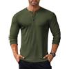 COOFANDY Henley Maglia Manica Lunga Uomo Morbido Comfort T-Shirt da Uomo Classico Tinta Unita Sweater vestibilità Regolare Verde Militare 3XL