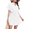 Koerye Copricostume Mare Donna Chiffon Coulisse Abito da Spiaggia Allentato Scollo a V Coprire Casual Allentato Bikini Cover Up Bianco