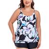 Ocean Blues Costume da Bagno da Donna, Top Tankini Taglie Forti, Taglio Largo, Blouson Tankini, Stampa floreale., XXL
