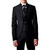 Botong Abito da Uomo Nero 3 Pezzi Con Ricamo - Giacca, Gilet, Pantaloni - Smoking da Sposo per Matrimonio e Party, Nero, 48
