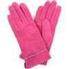 SNUGRUGS Guanti da donna in morbida pelle scamosciata con finiture in pelle e design a fiocco, Fucsia, XL