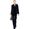 Botong Vestito da donna in velluto Set formale tacca risvolto ufficio vestito da lavoro professionale, Marina Militare, XL