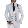 Leader of the Beauty 3 pezzi abiti da uomo slim fit abito un bottone smoking doppio petto abito da sposa abbigliamento casual, bianco, 46