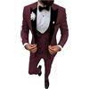 Botong Uomo 3 PC Tacca Risvolto Abiti Da Sposa Singolo Petto Sposo Smoking Vestito Affari Casual Wear Giacca Pantaloni Gilet Set
